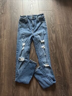 Abercrombie & Fitch Women's Distressed Skinny Jeans in Blue